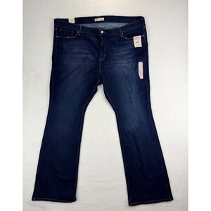 Signature Levi Strauss Mid Rise Bootcut Jeans Dark Wash Super Stretch 28L NEW